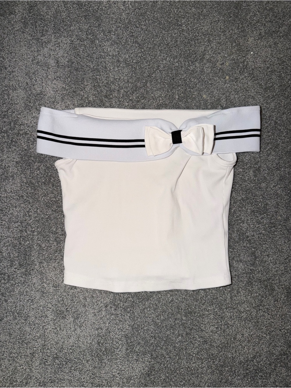 SHEIN White Off-Shoulder Bow-Trim Camisole